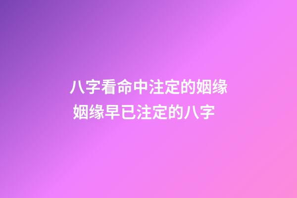 八字看命中注定的姻缘 姻缘早已注定的八字